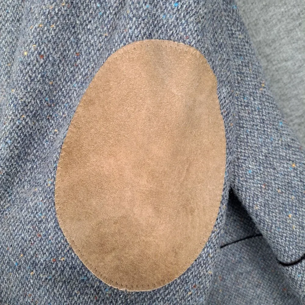 Vtg Stafford Sport Coat DONEGAL Wool TWEED Jacket LEATHER Elbow Patch Blazer 39R